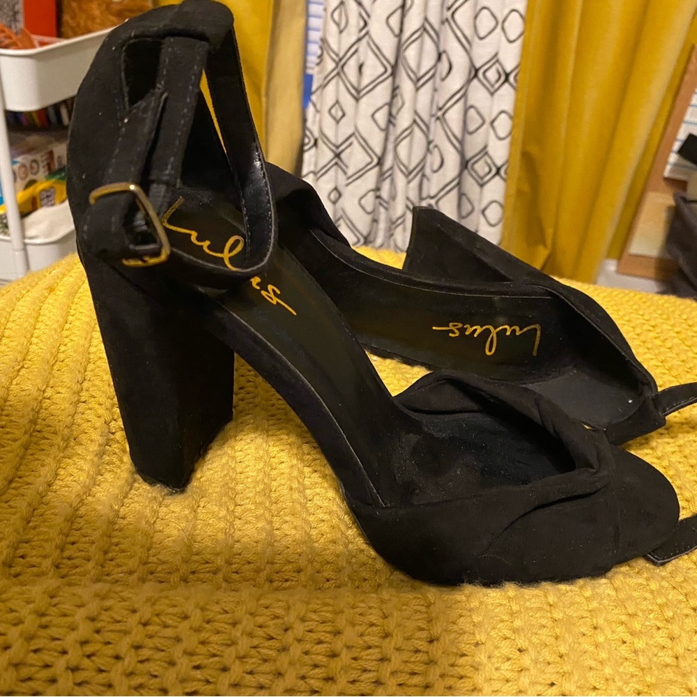 Lulu’s Carly Suede Ankle Strap Heels